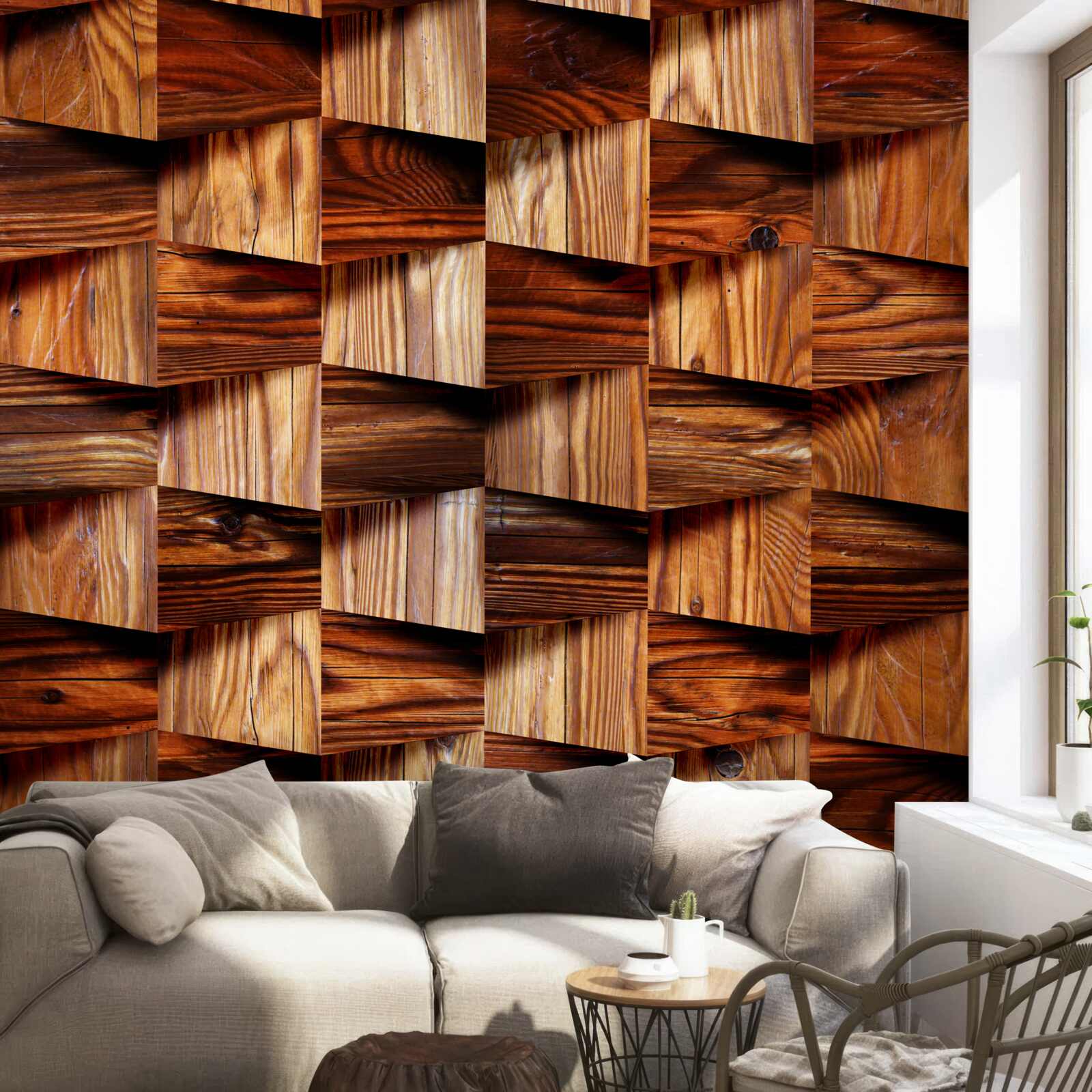 Fototapeta objemové drevené časti