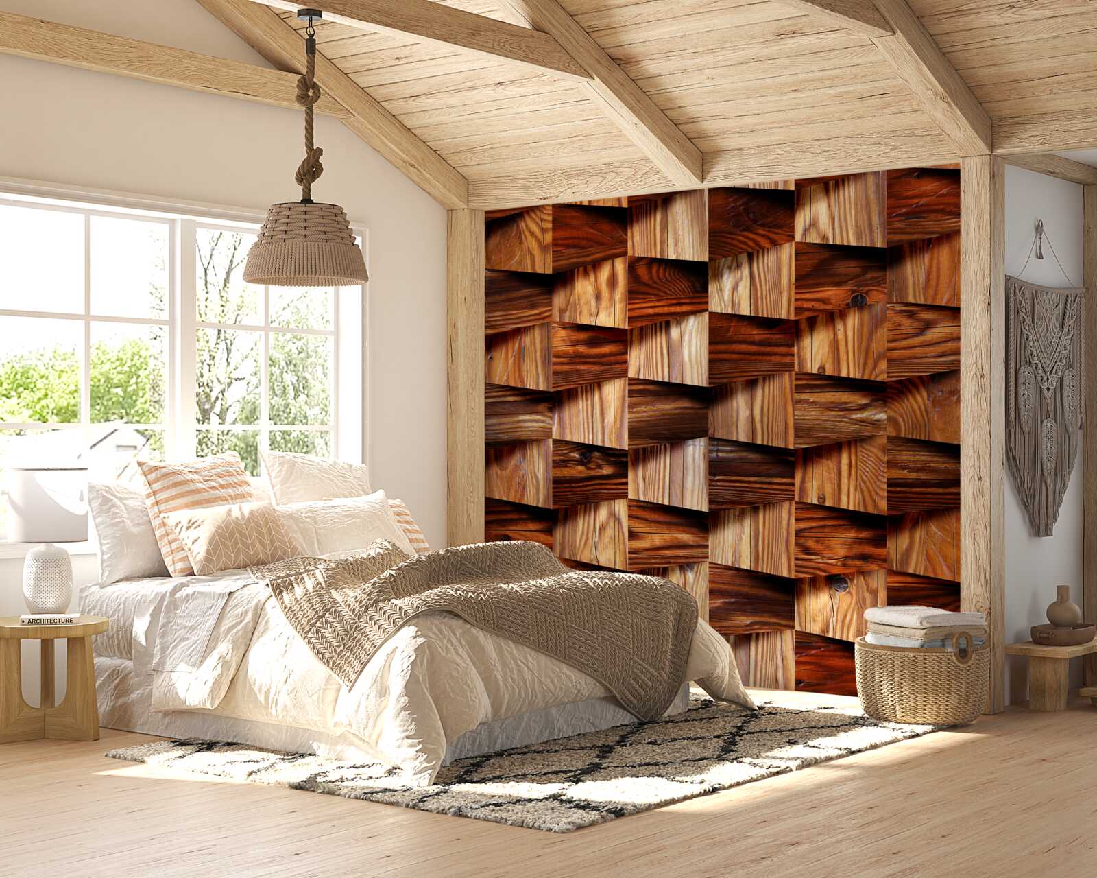 Fototapeta objemové drevené časti