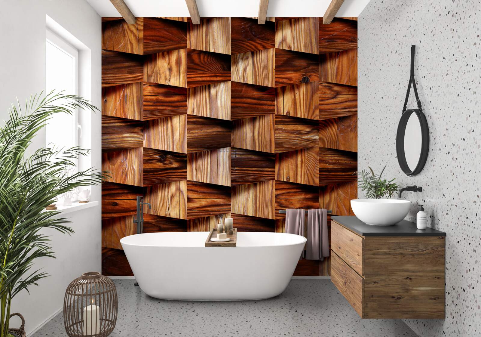 Fototapeta objemové drevené časti