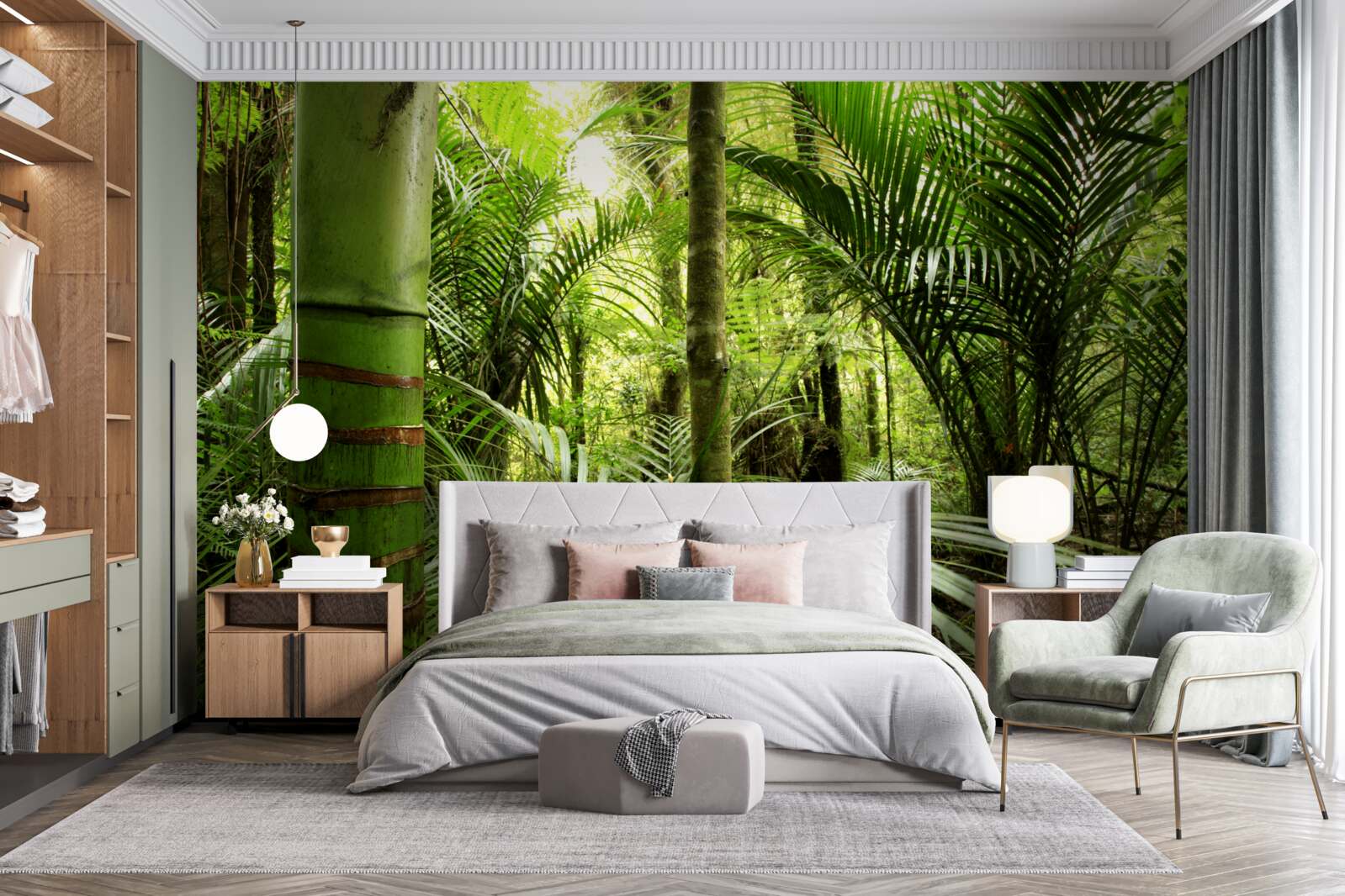 Fototapeta veľké rastliny v zelenej húštine