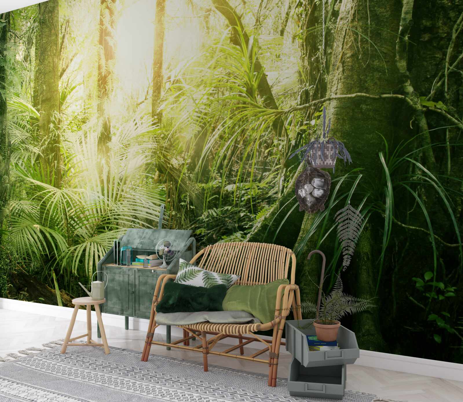 Fototapeta lúče svetla prenikajúce do rozprávkového lesa