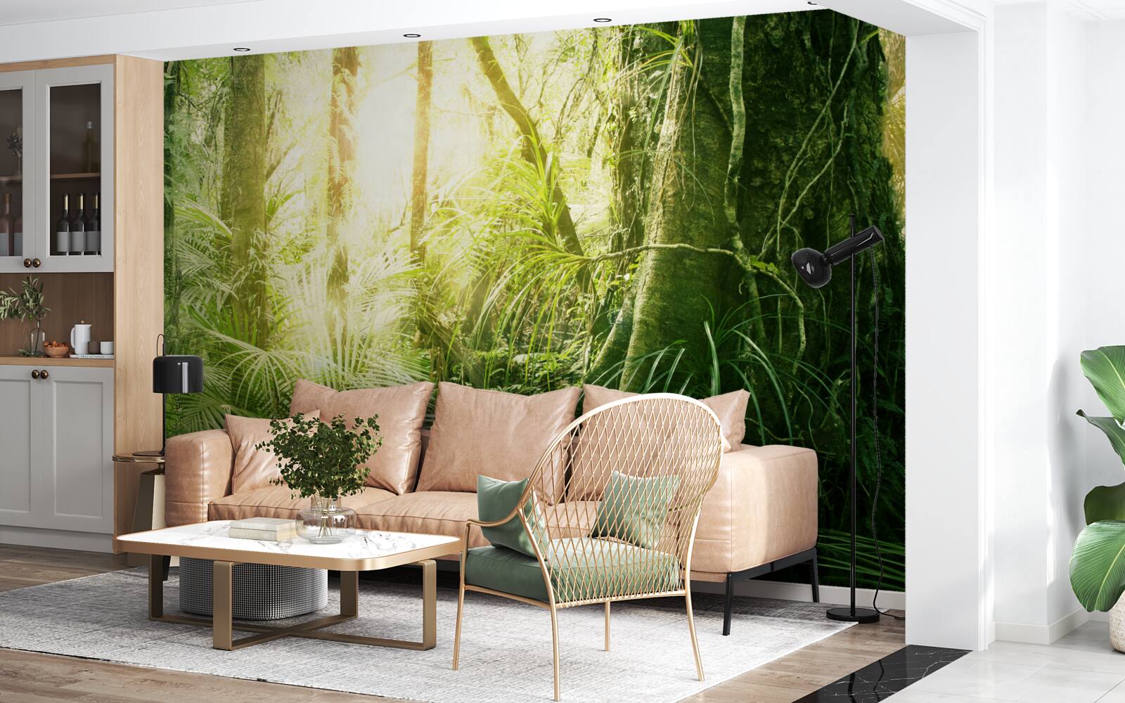 Fototapeta lúče svetla prenikajúce do rozprávkového lesa