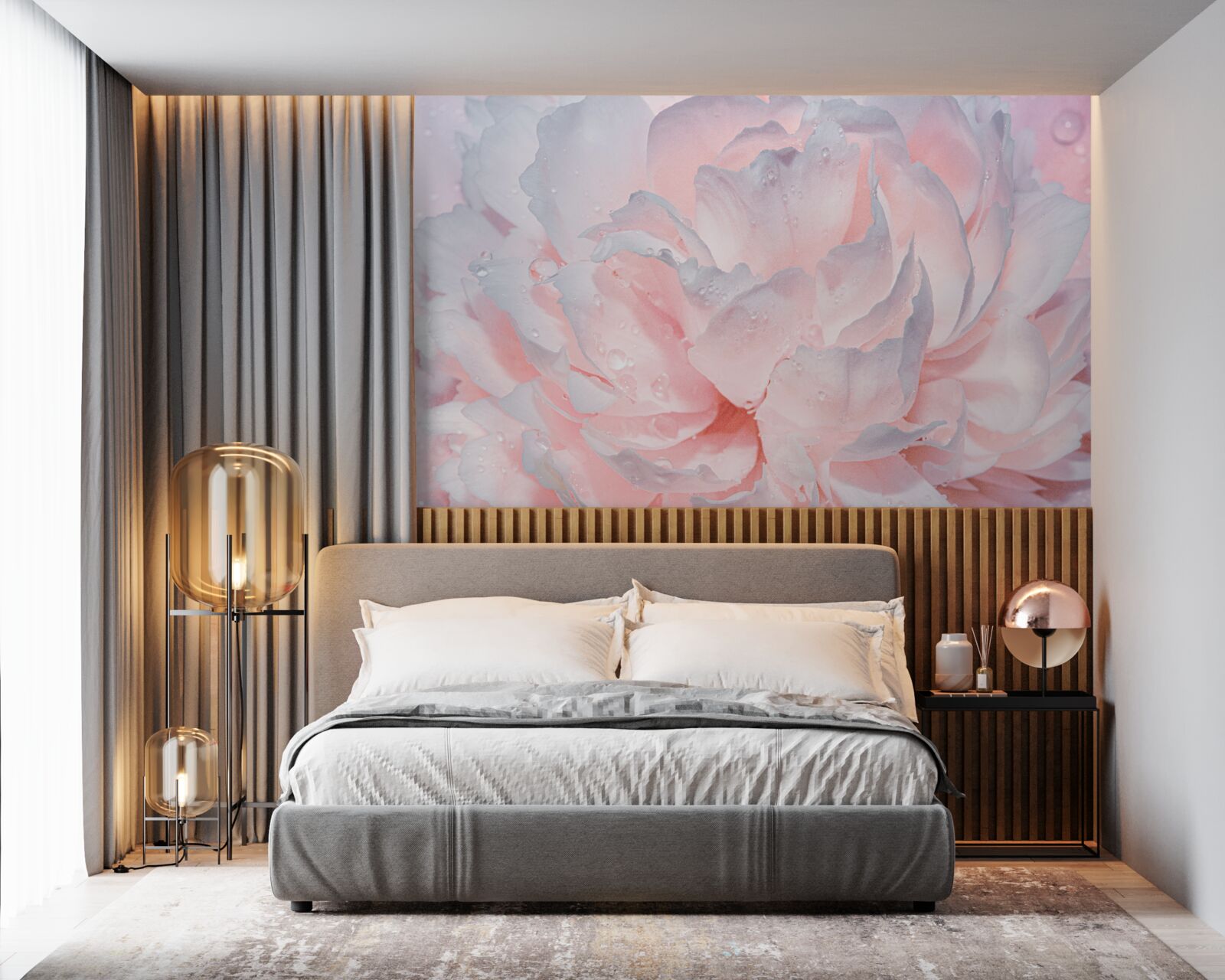 Fototapeta veľká svetloružová pivonka