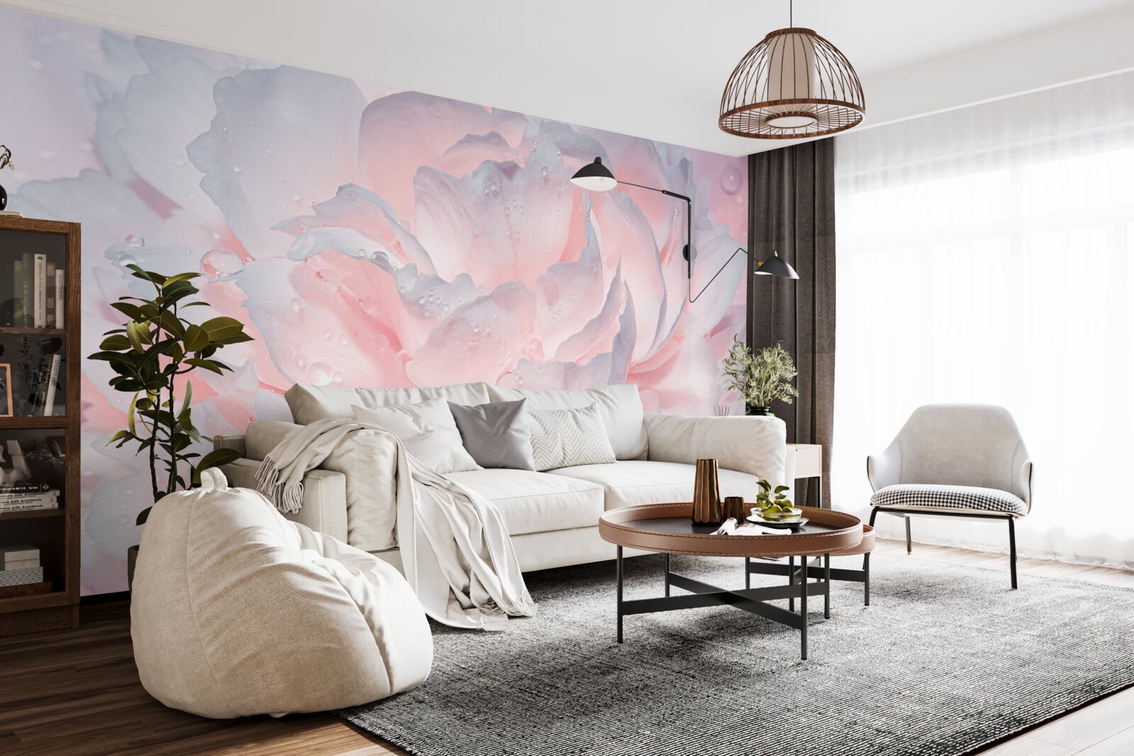 Fototapeta veľká svetloružová pivonka