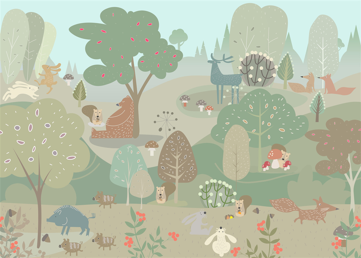 Fototapeta každé nakreslené zviera je zaneprázdnené svojimi vlastnými záležitosťami