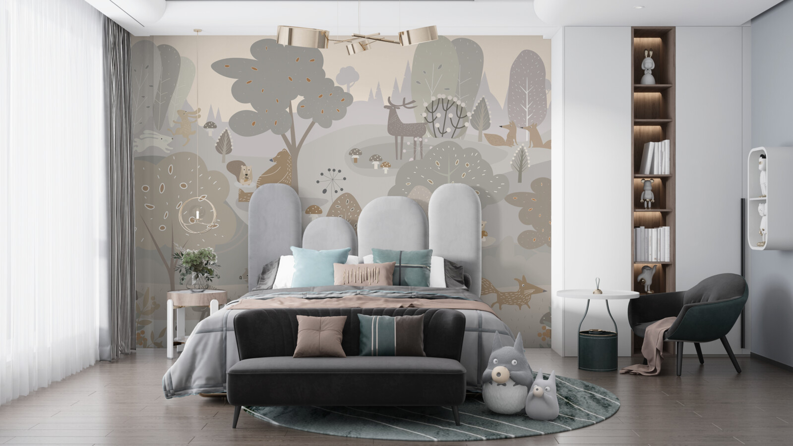 Fototapeta čarovný les s roztomilými zvieratkami