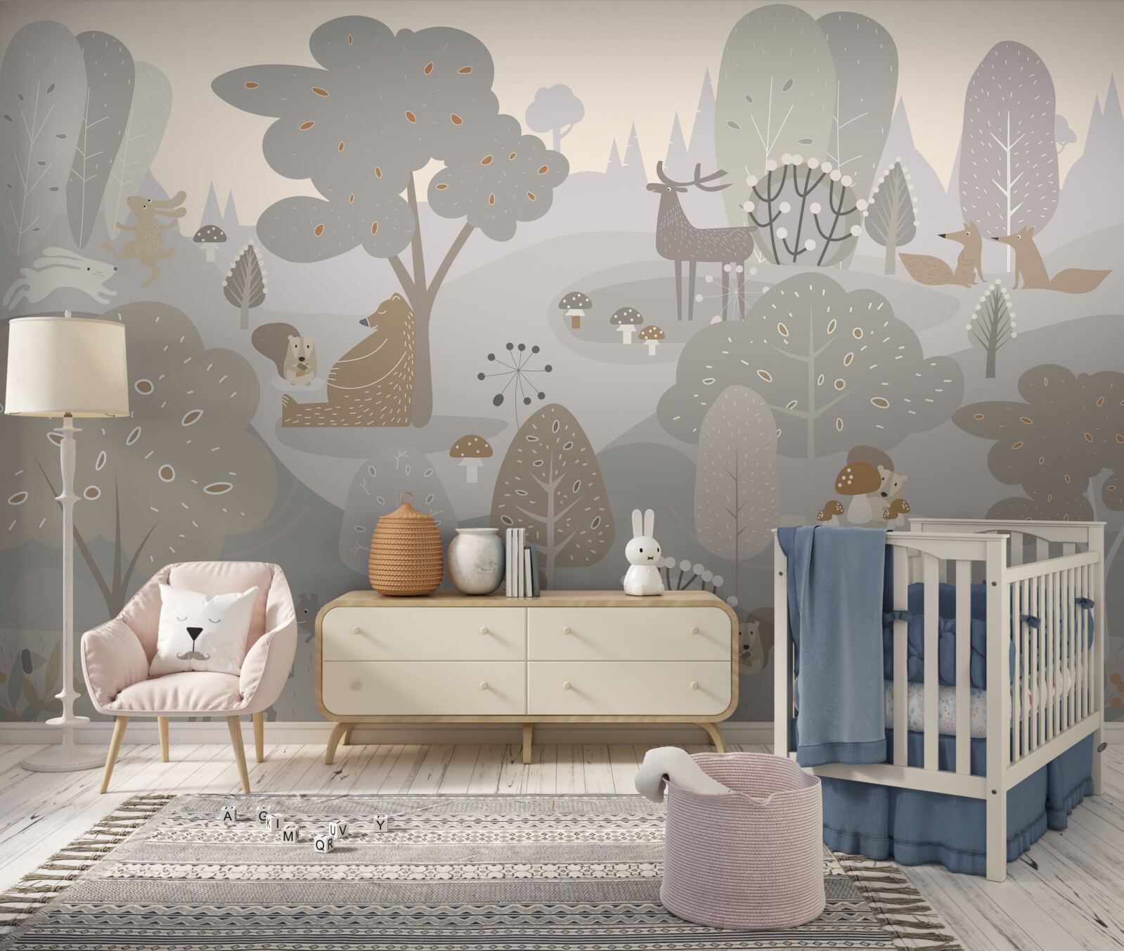 Fototapeta čarovný les s roztomilými zvieratkami