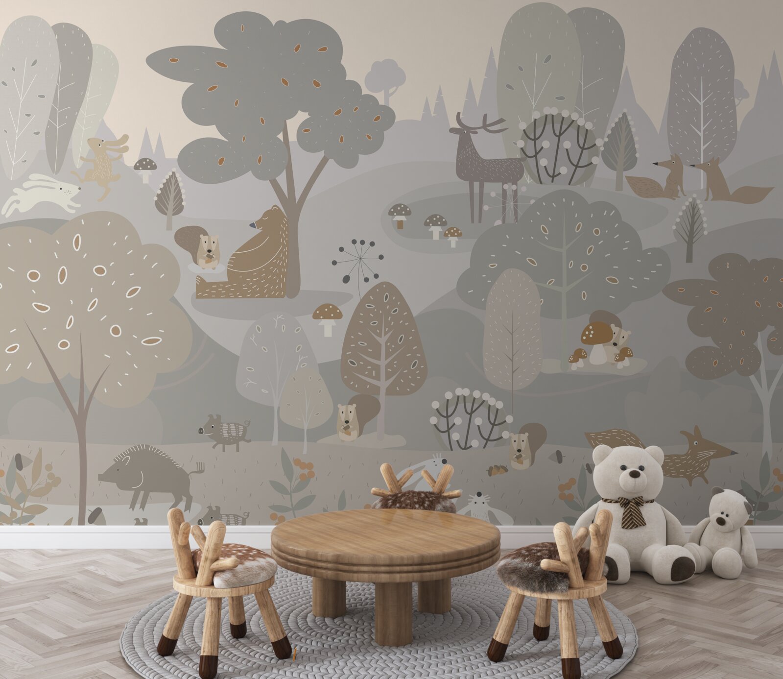 Fototapeta čarovný les s roztomilými zvieratkami