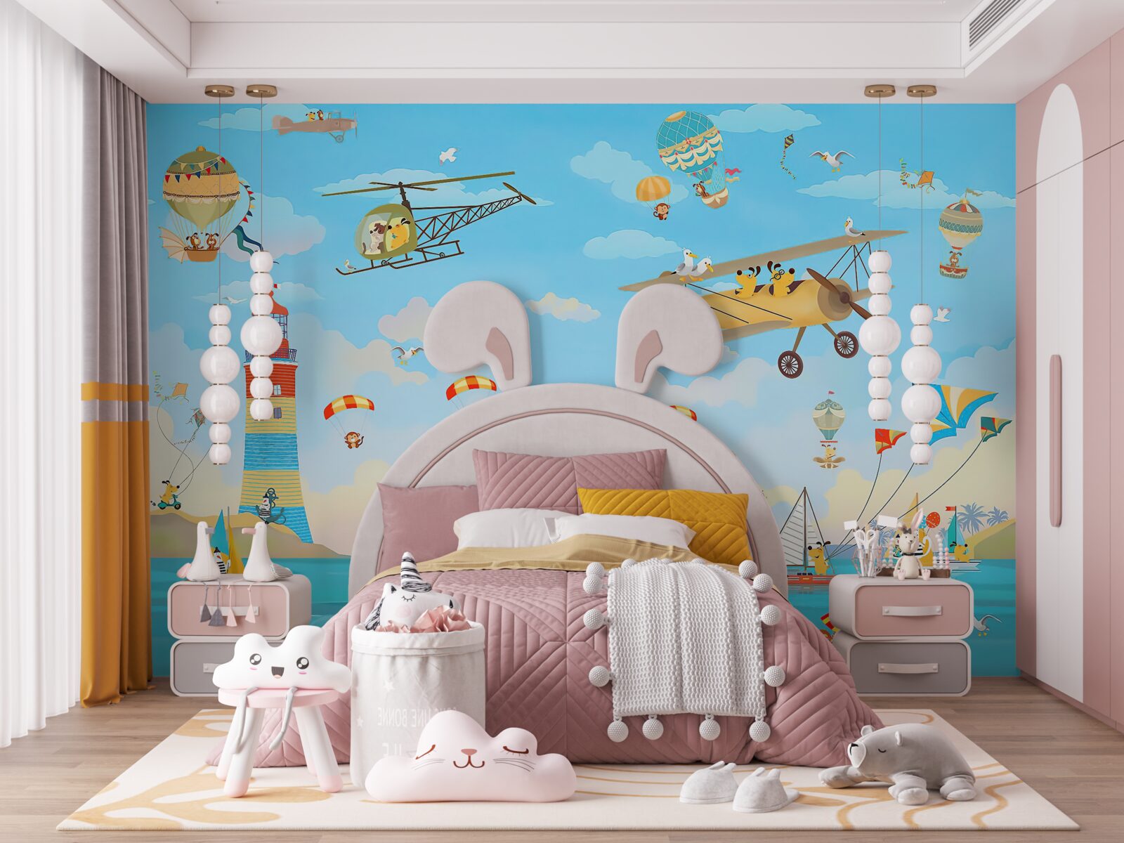 Fototapeta rôzne prostriedky leteckej a vodnej dopravy