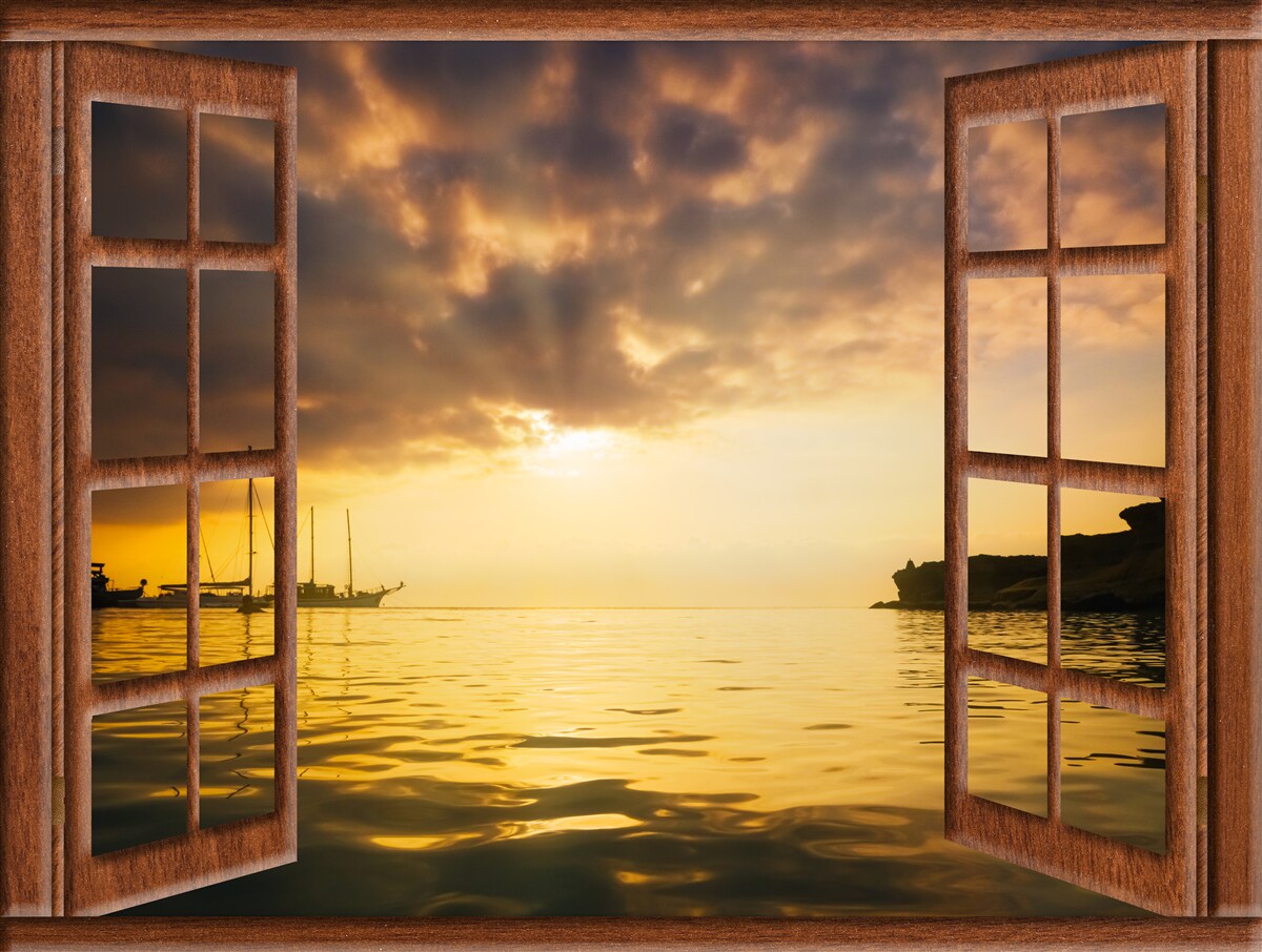 Fototapeta nádherná krajina za oknom