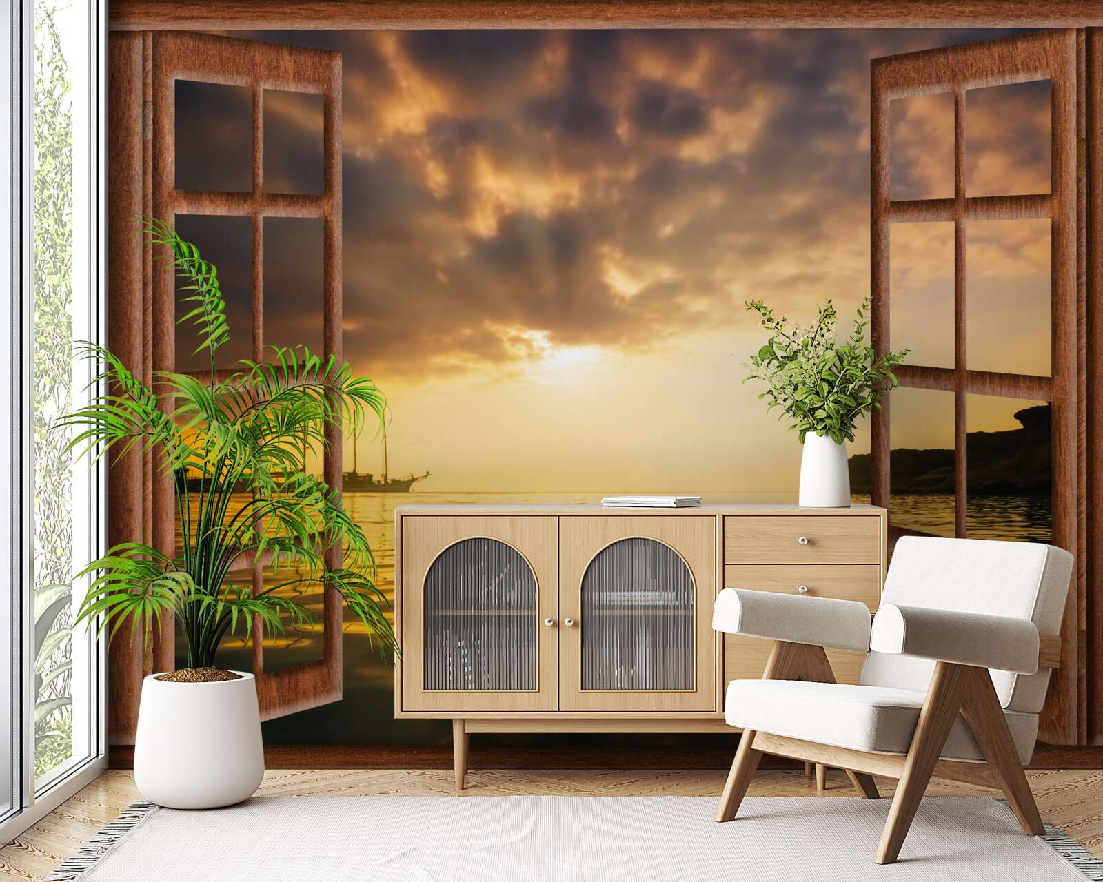 Fototapeta nádherná krajina za oknom