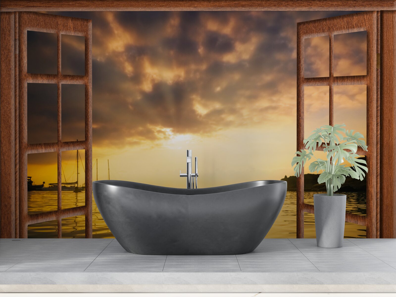 Fototapeta nádherná krajina za oknom