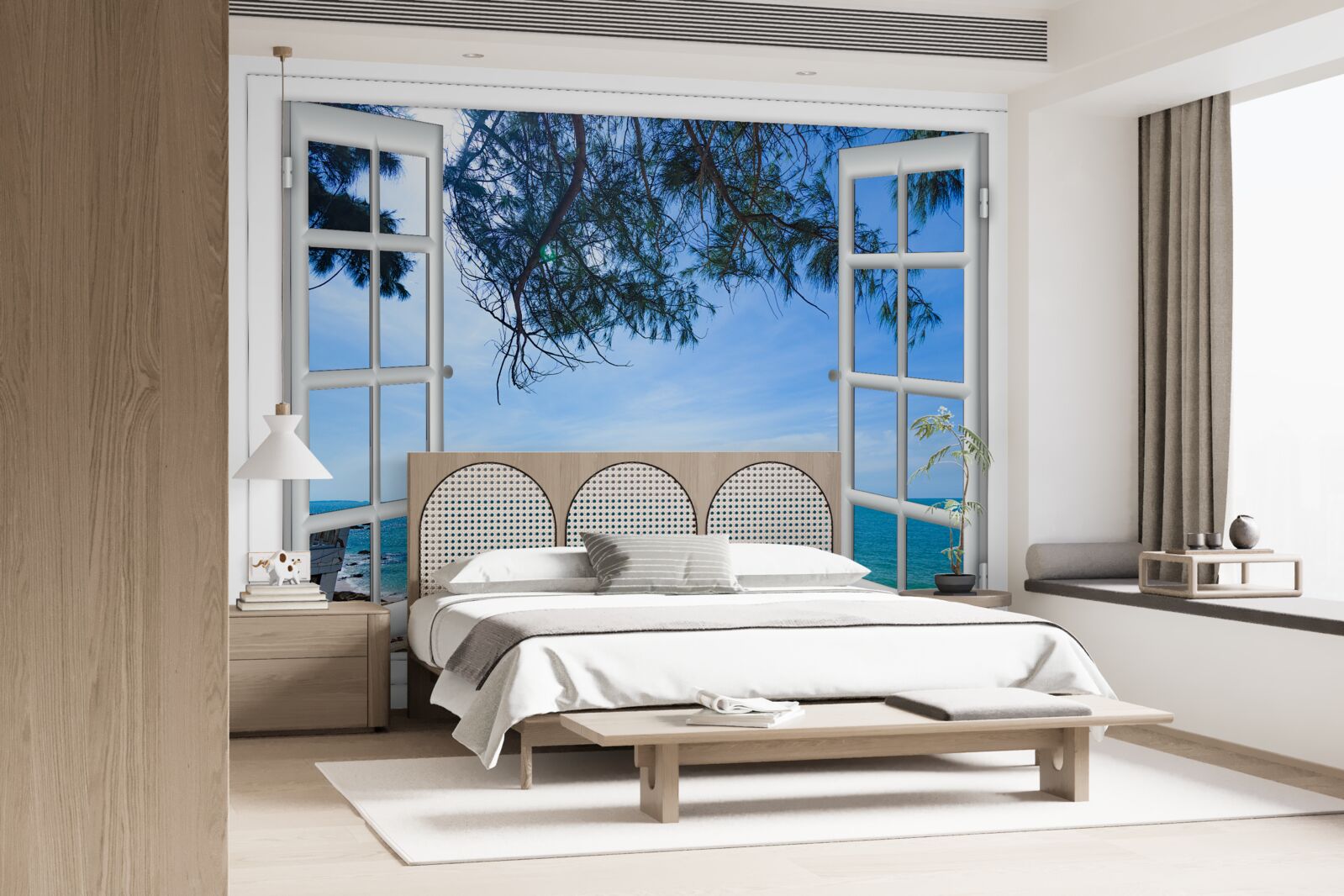 Fototapeta okno, z ktorého môžete vidieť modré more