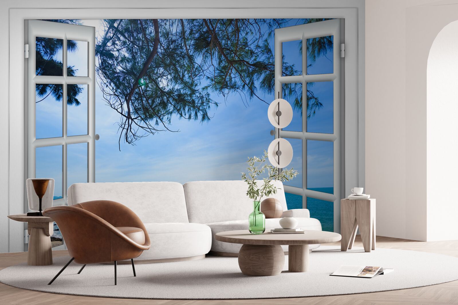 Fototapeta okno, z ktorého môžete vidieť modré more