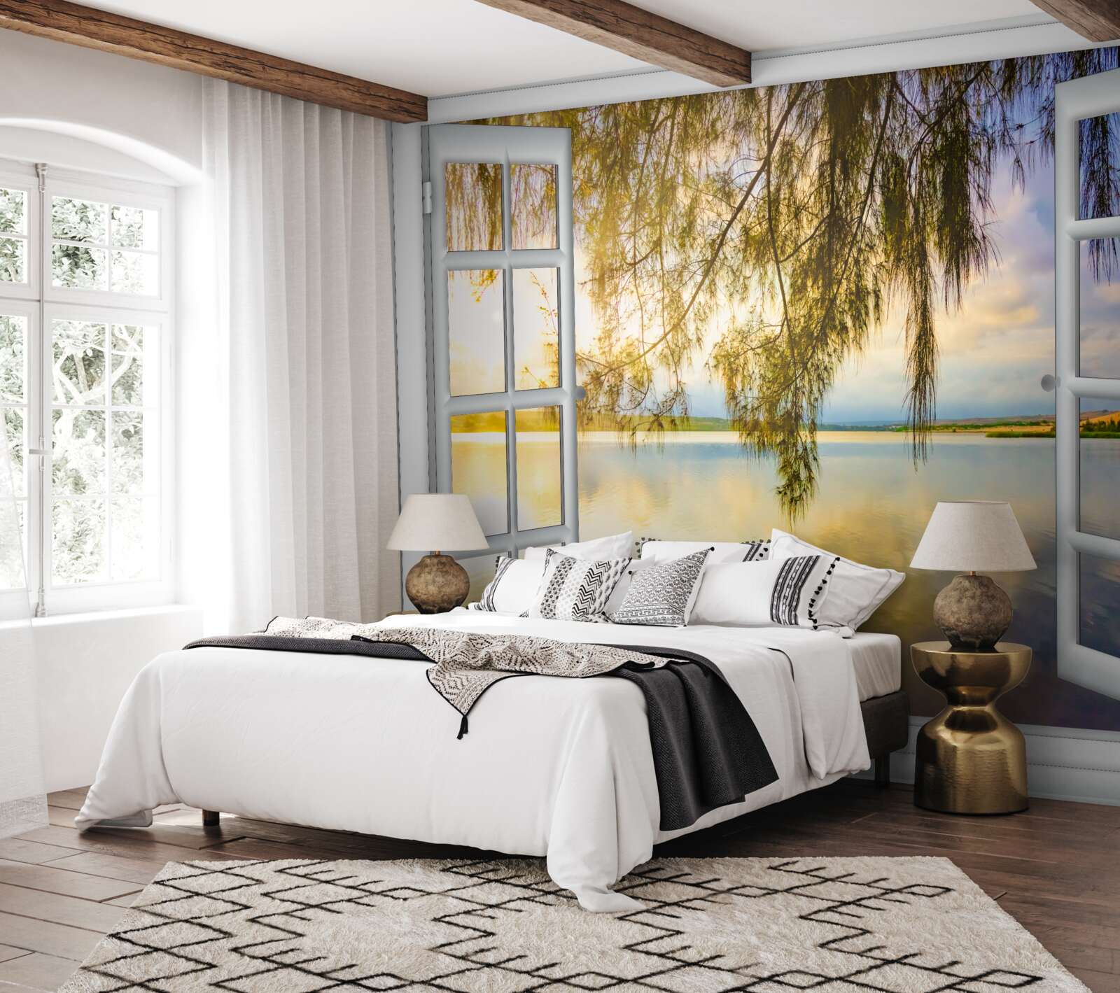 Fototapeta pohľad na vodu z okna