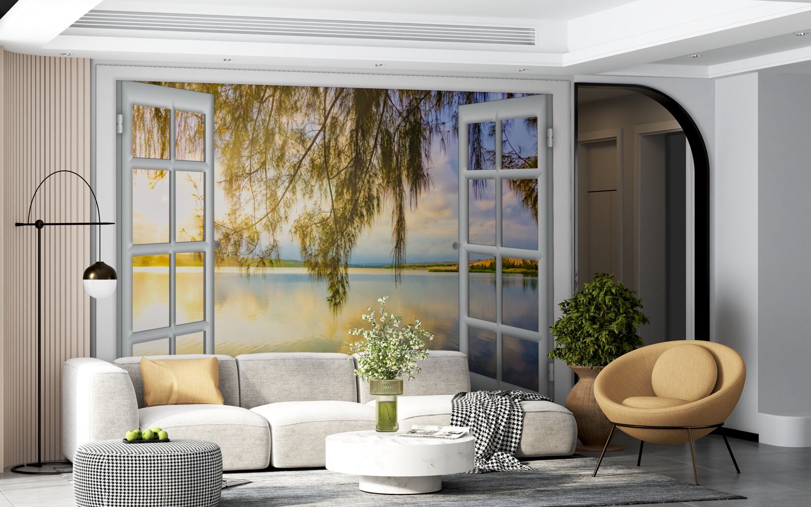 Fototapeta pohľad na vodu z okna