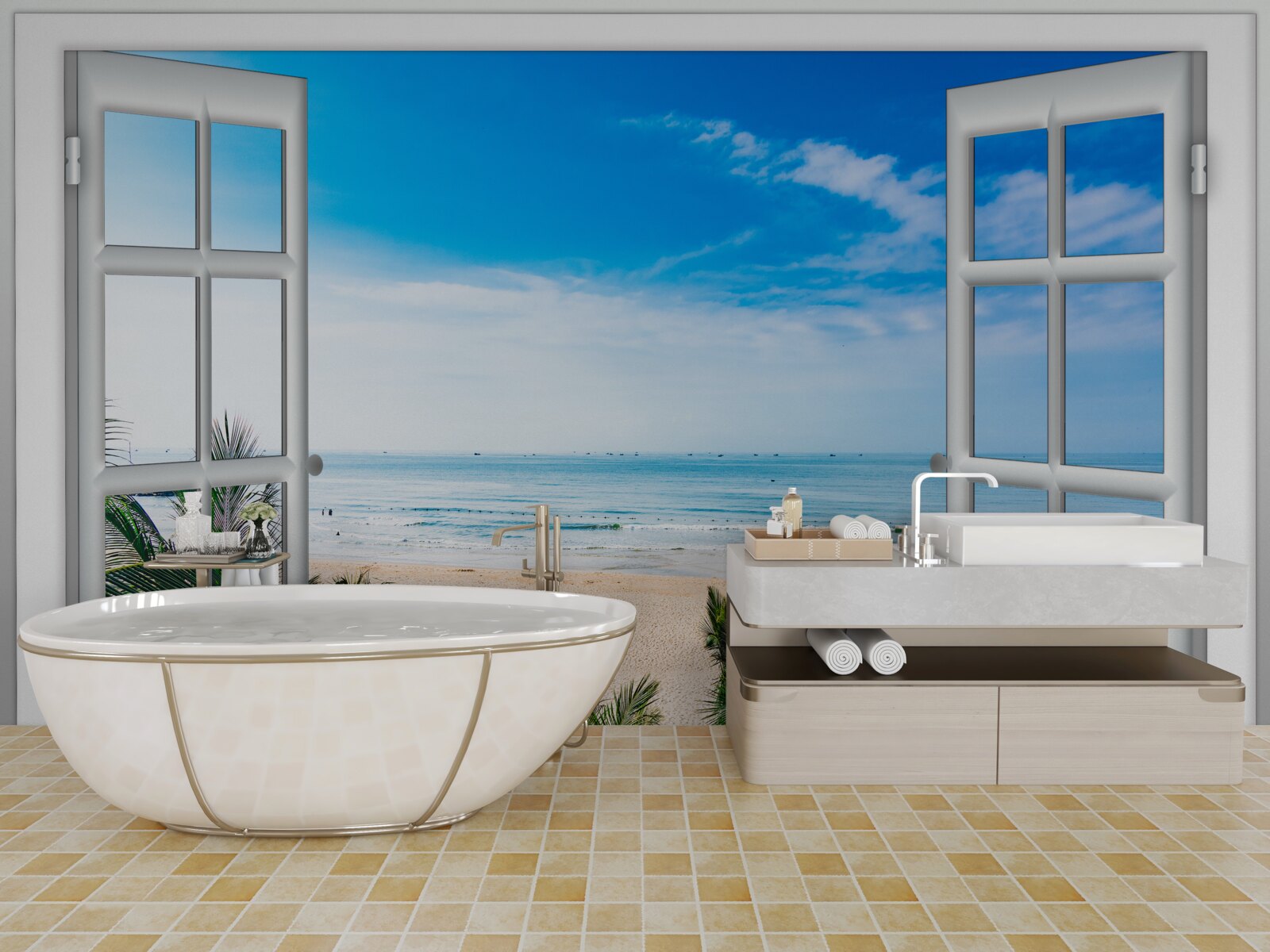 Fototapeta otvorené okná s krásnym výhľadom