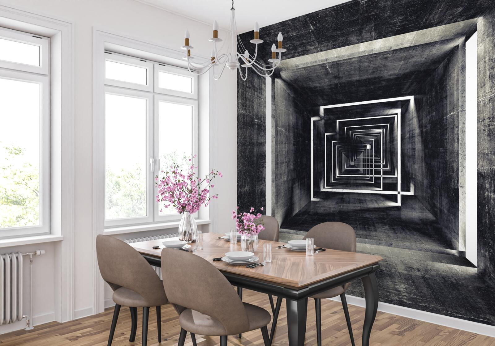 Fototapeta priestranný tunel osvetlený svetlom