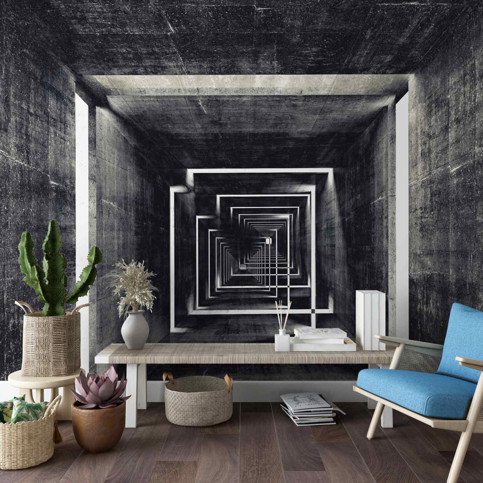 Fototapeta priestranný tunel osvetlený svetlom