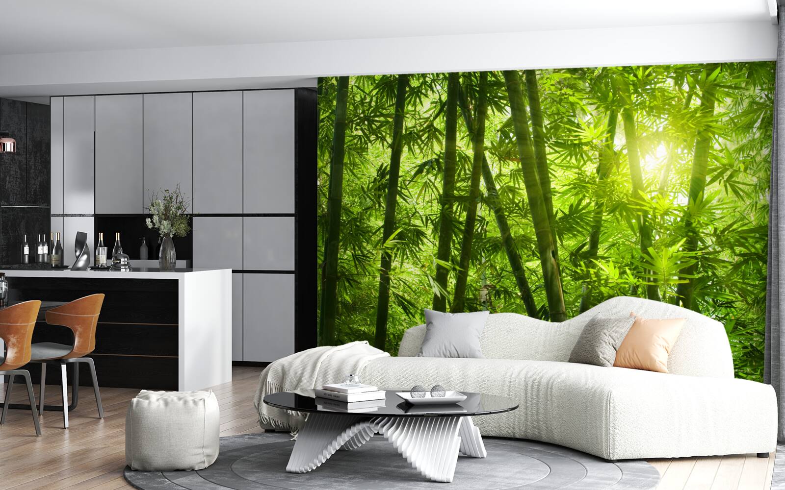 Fototapeta slnko sa snaží preniknúť do hustého lesa