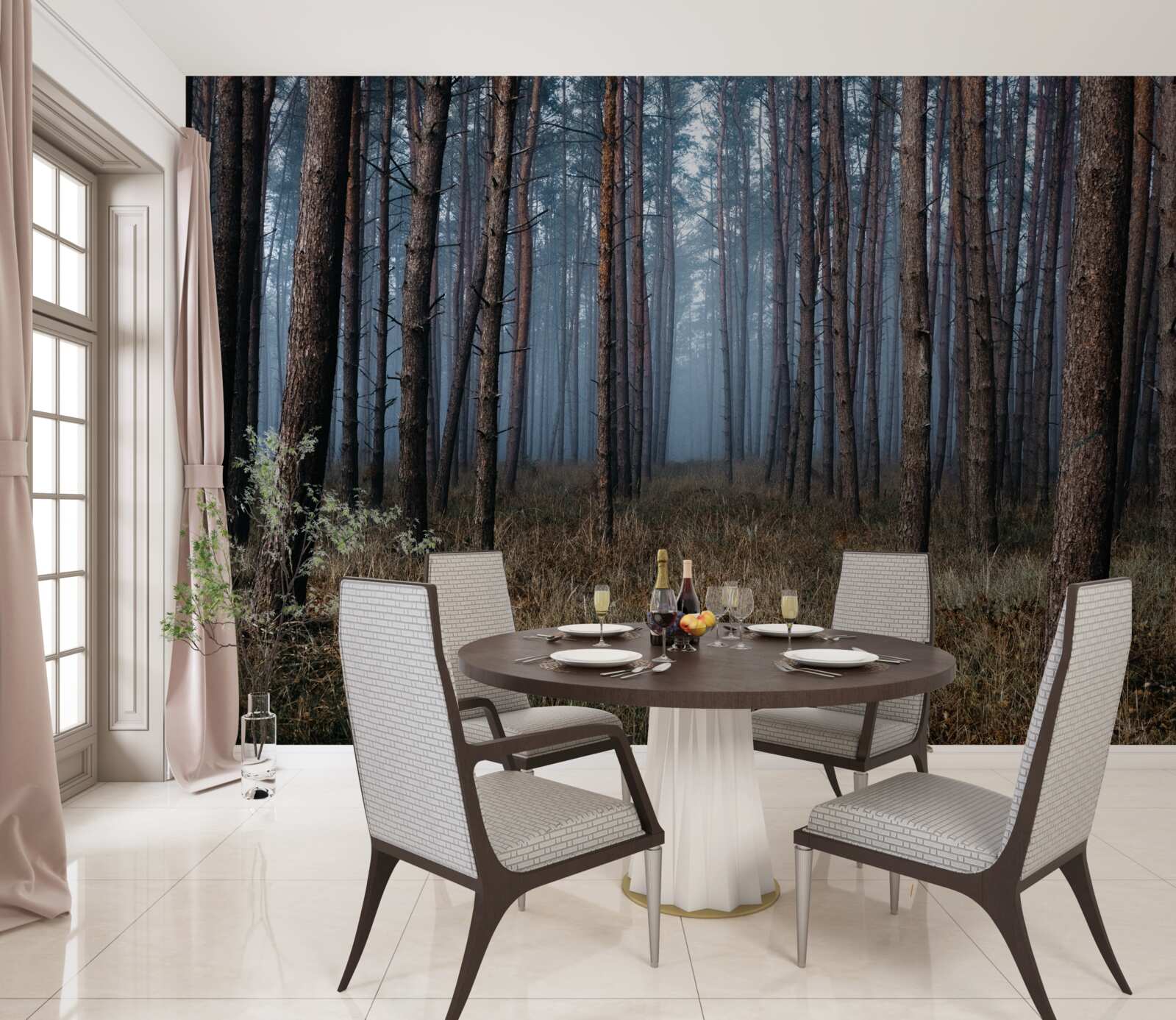 Fototapeta tmavý borovicový les