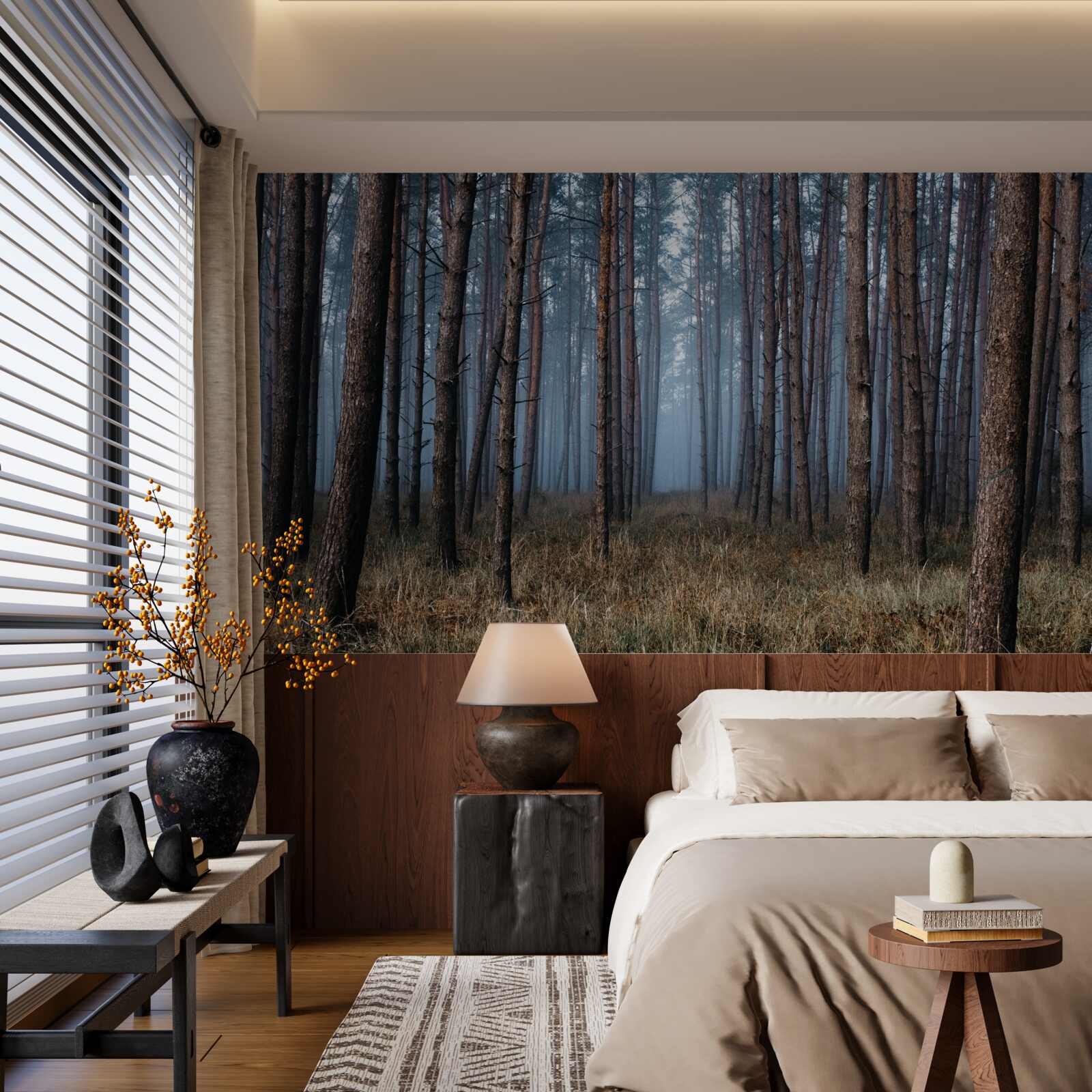 Fototapeta tmavý borovicový les