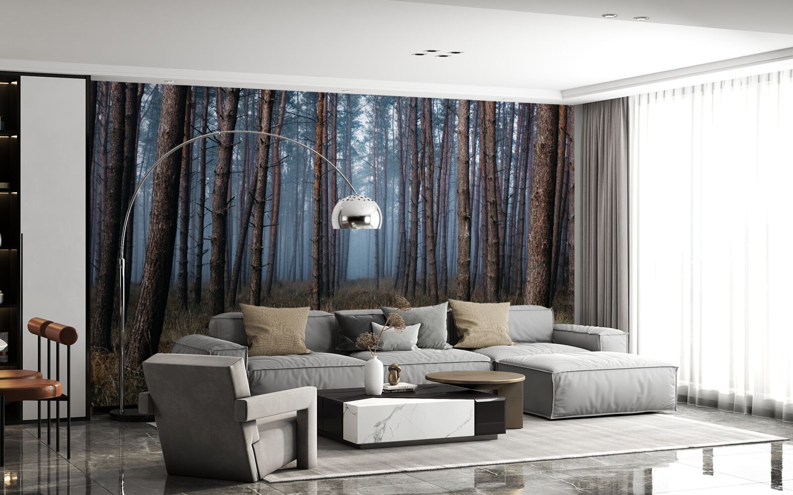 Fototapeta tmavý borovicový les