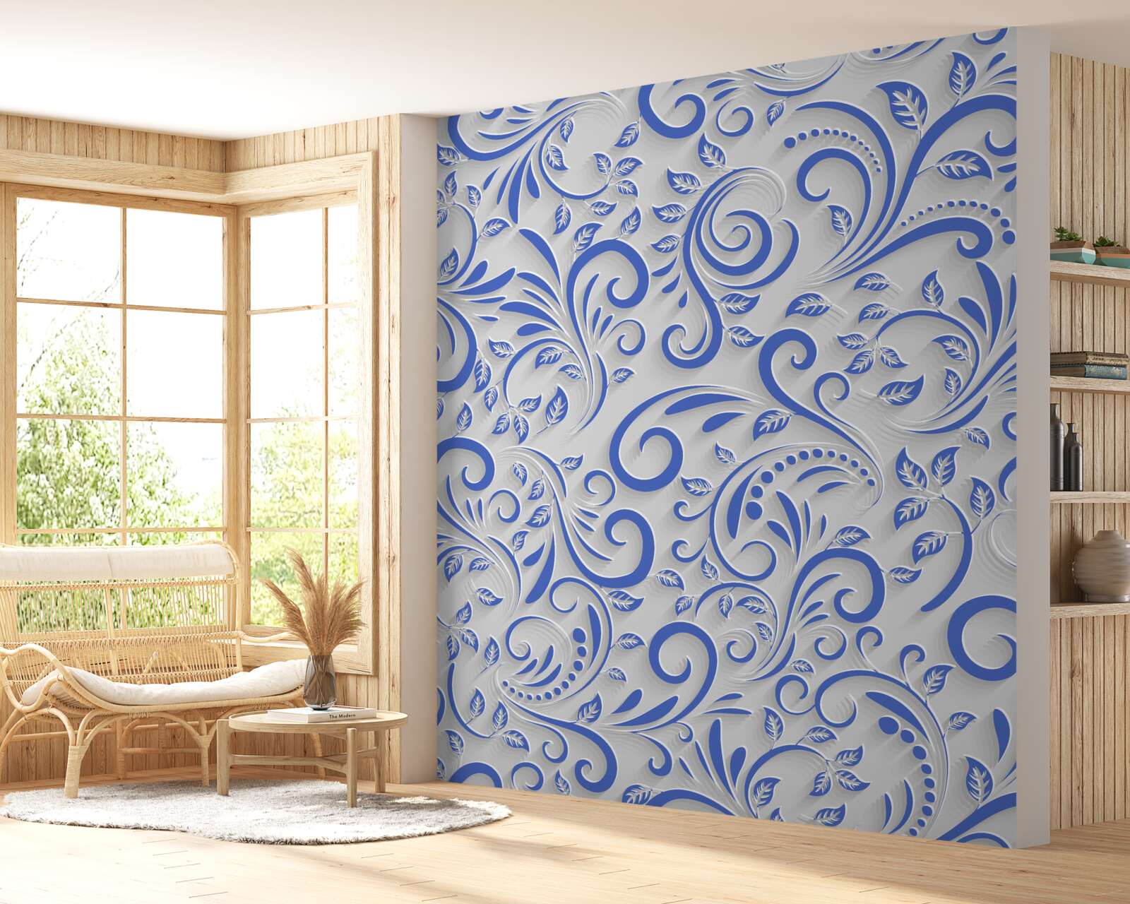 Fototapeta biele pozadie s modrými vírmi