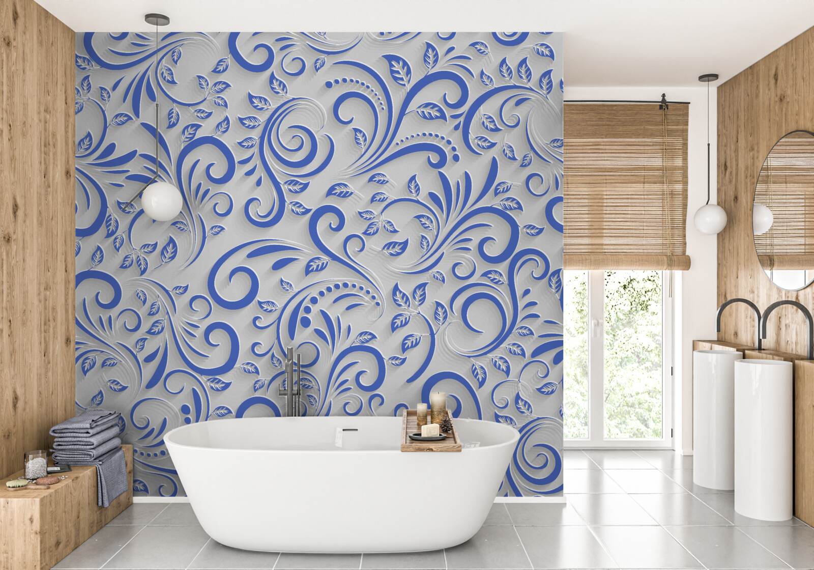 Fototapeta biele pozadie s modrými vírmi