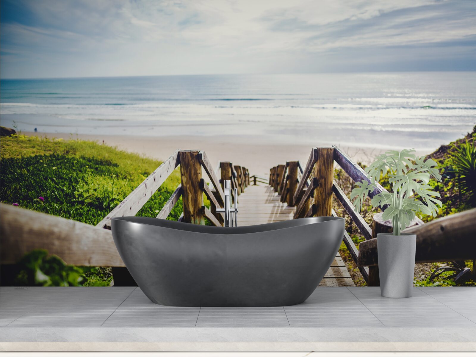 Fototapeta schody vedúce dolu k vode