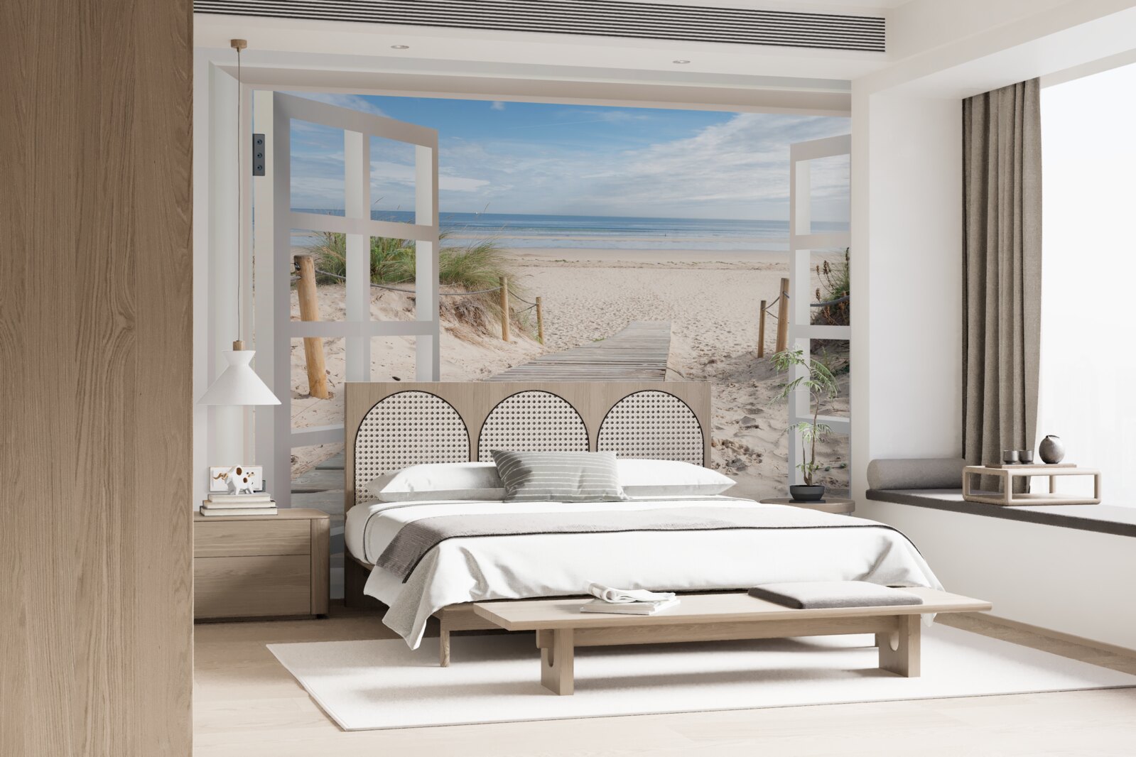 Fototapeta otvorené okno s výhľadom na pláž a oceán