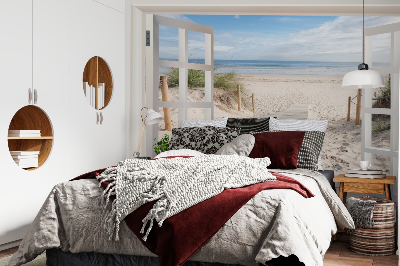 Fototapeta otvorené okno s výhľadom na pláž a oceán