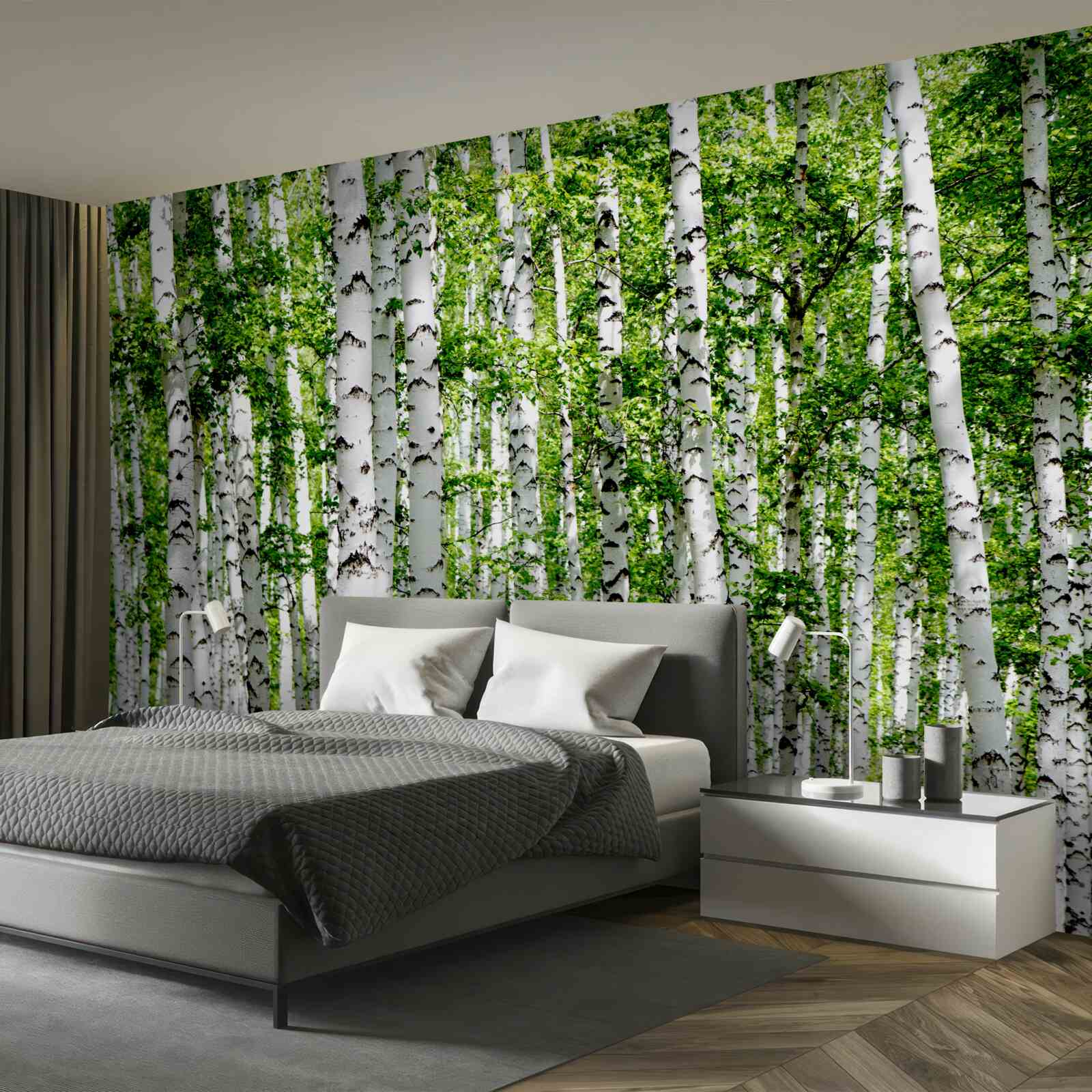 Fototapeta pôvabné brezy so zelenými listami