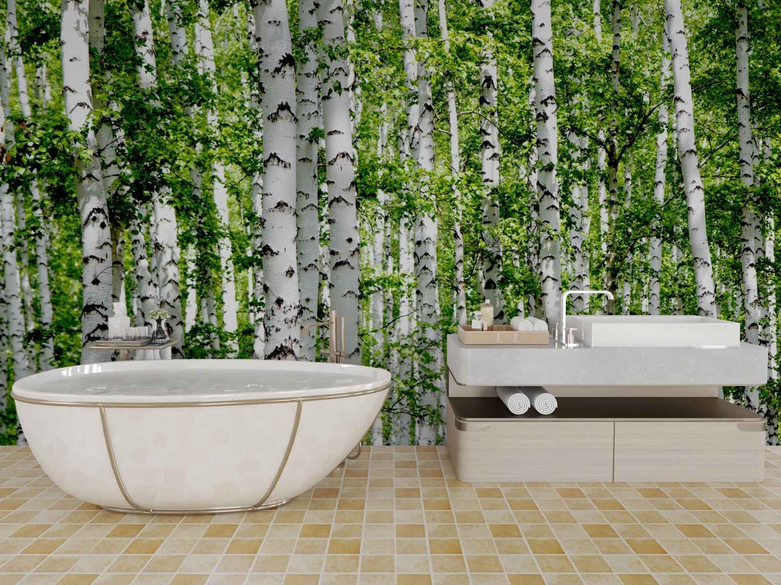 Fototapeta pôvabné brezy so zelenými listami