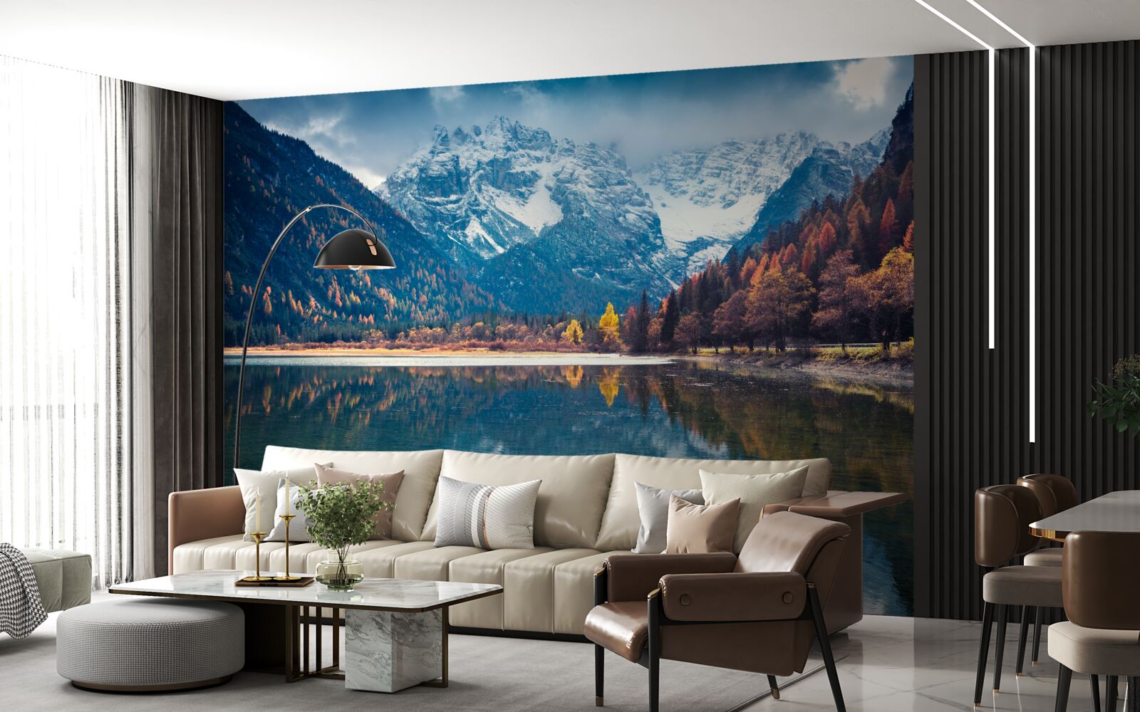 Fototapeta majestátne štíty a tečúca rieka