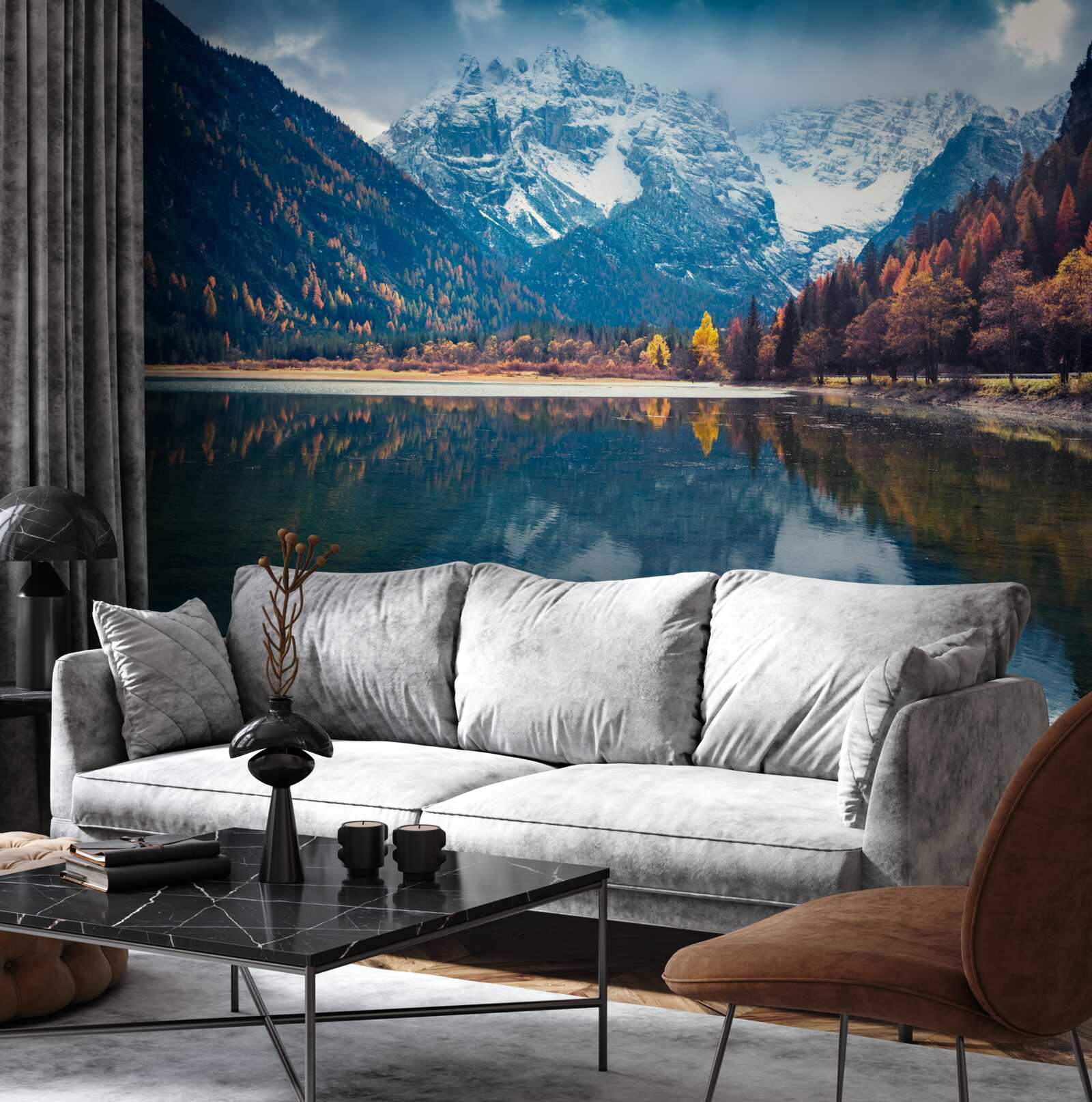 Fototapeta majestátne štíty a tečúca rieka