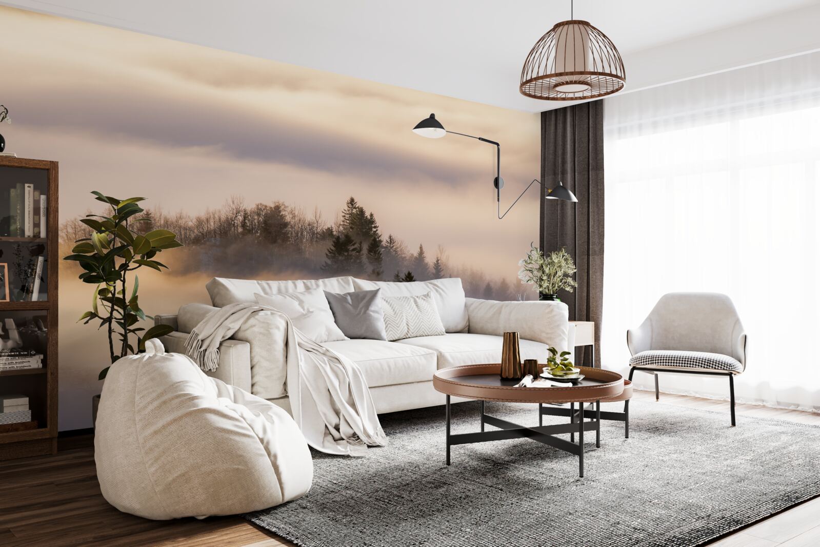 Fototapeta hustá hmla medzi stromami