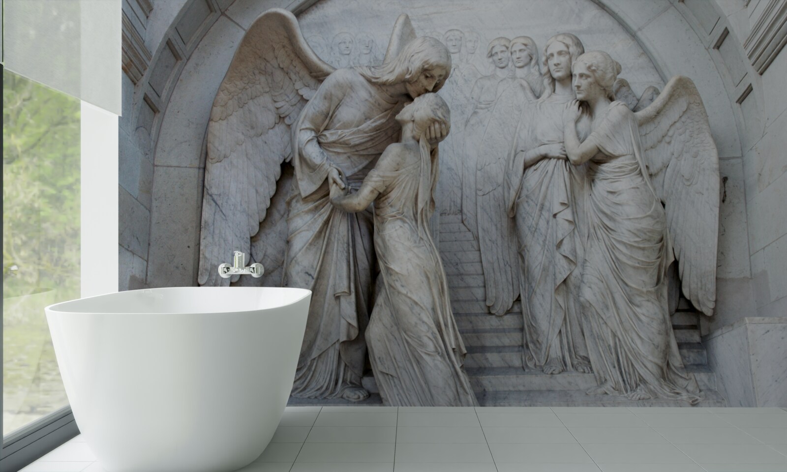 Fototapeta kompozícia sôch zobrazujúcich anjelov