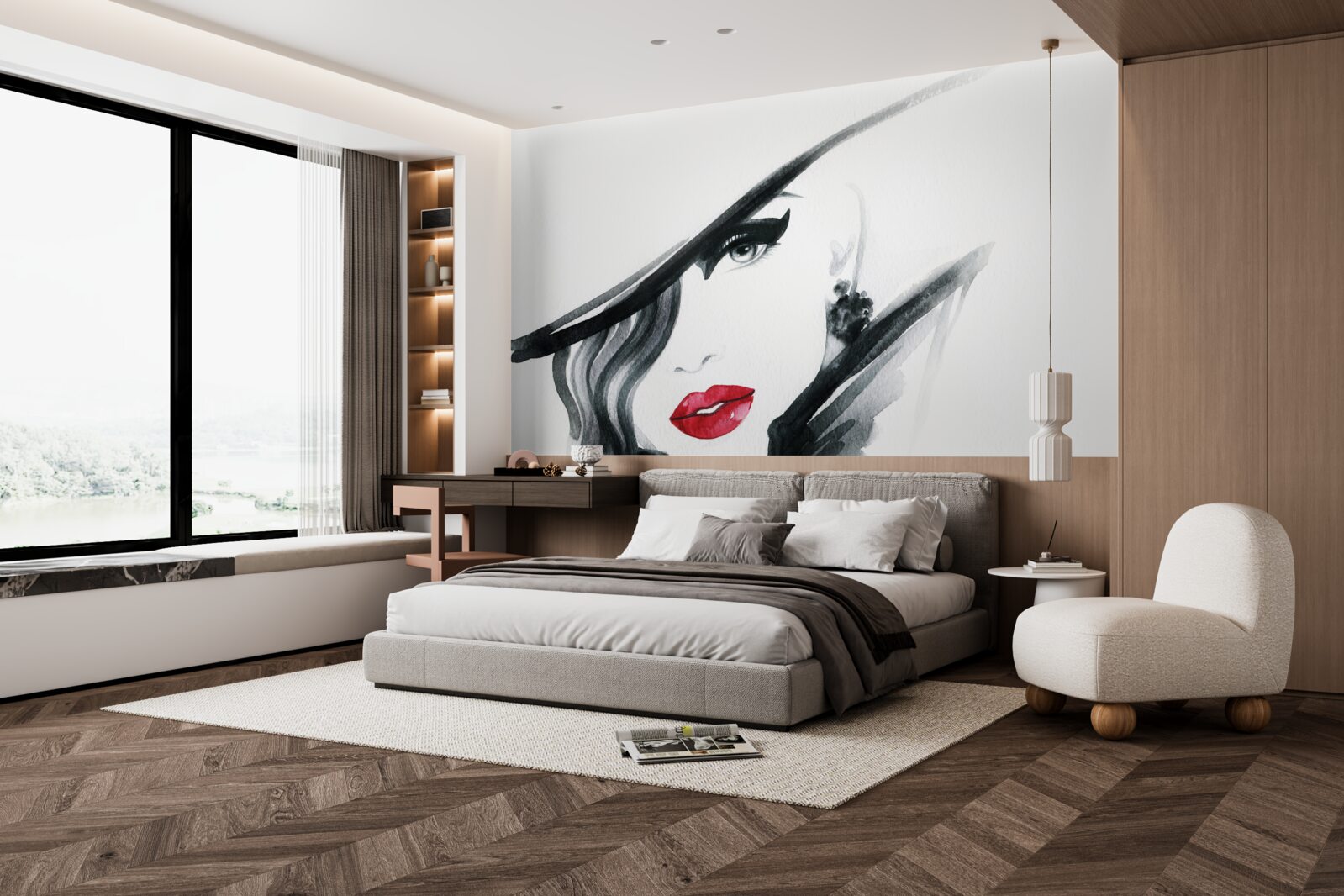 Fototapeta obraz dievčaťa s červenými perami