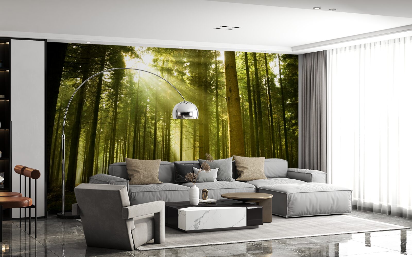 Fototapeta slnečné lúče osvetľujú les