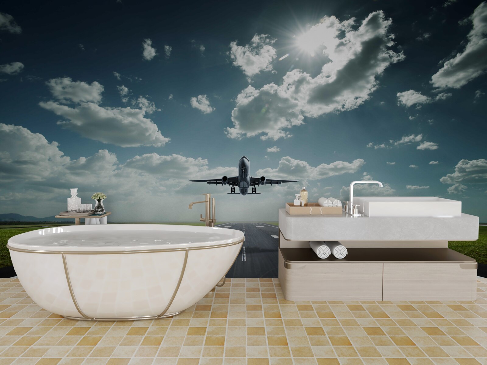 Fototapeta lietadlo štartuje z dráhy