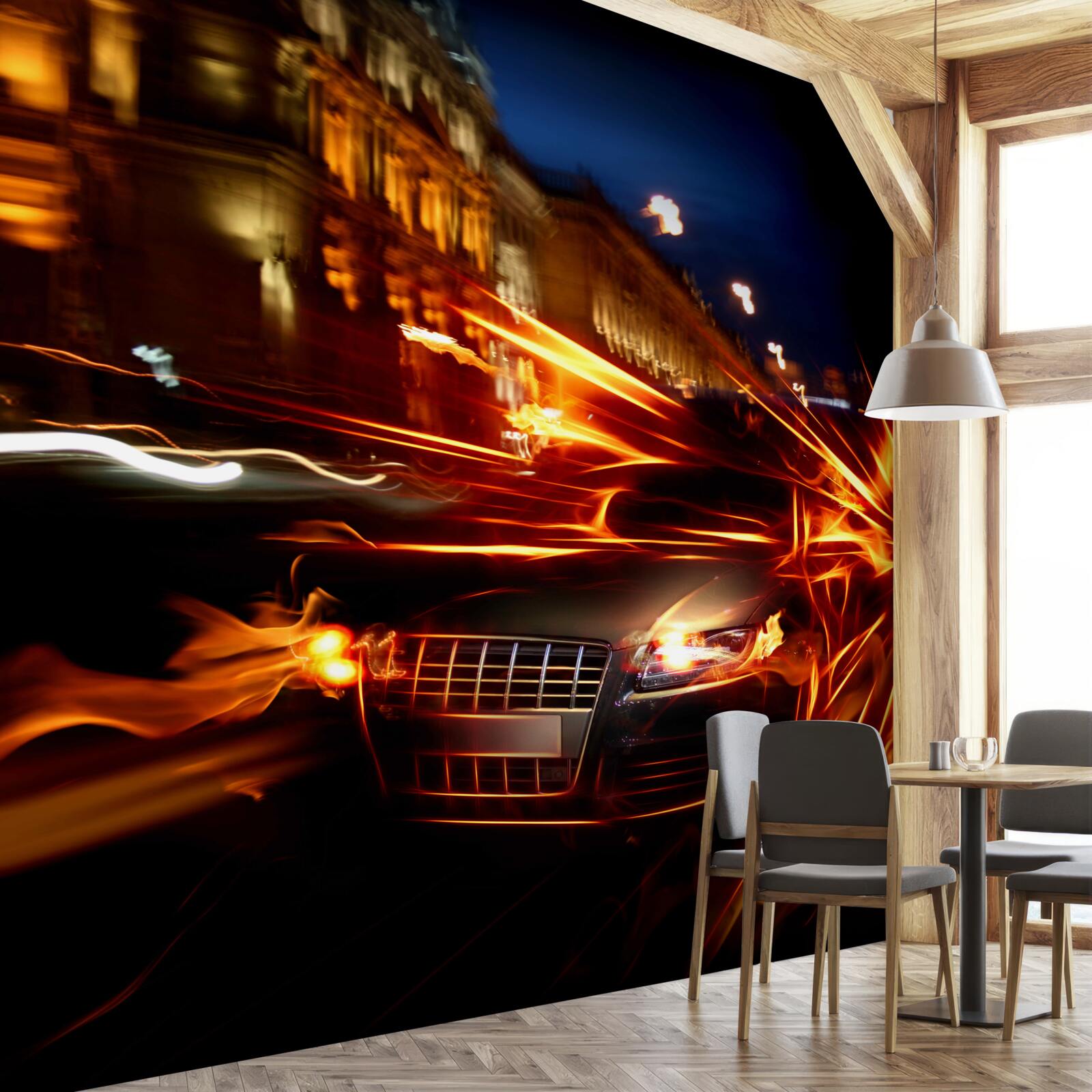 Fototapeta auto v nočnom svetle