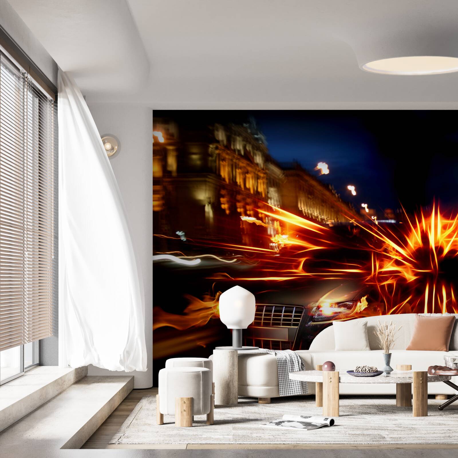 Fototapeta auto v nočnom svetle