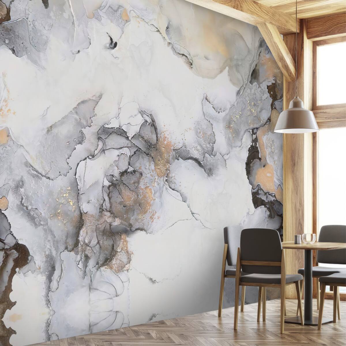 Fototapeta abstrakcia v odtieňoch bielej, šedej a zlatej