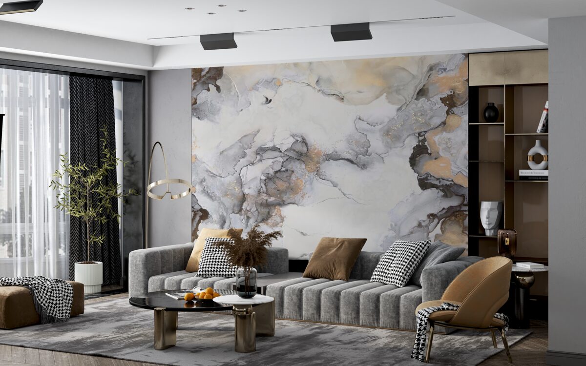 Fototapeta abstrakcia v odtieňoch bielej, šedej a zlatej