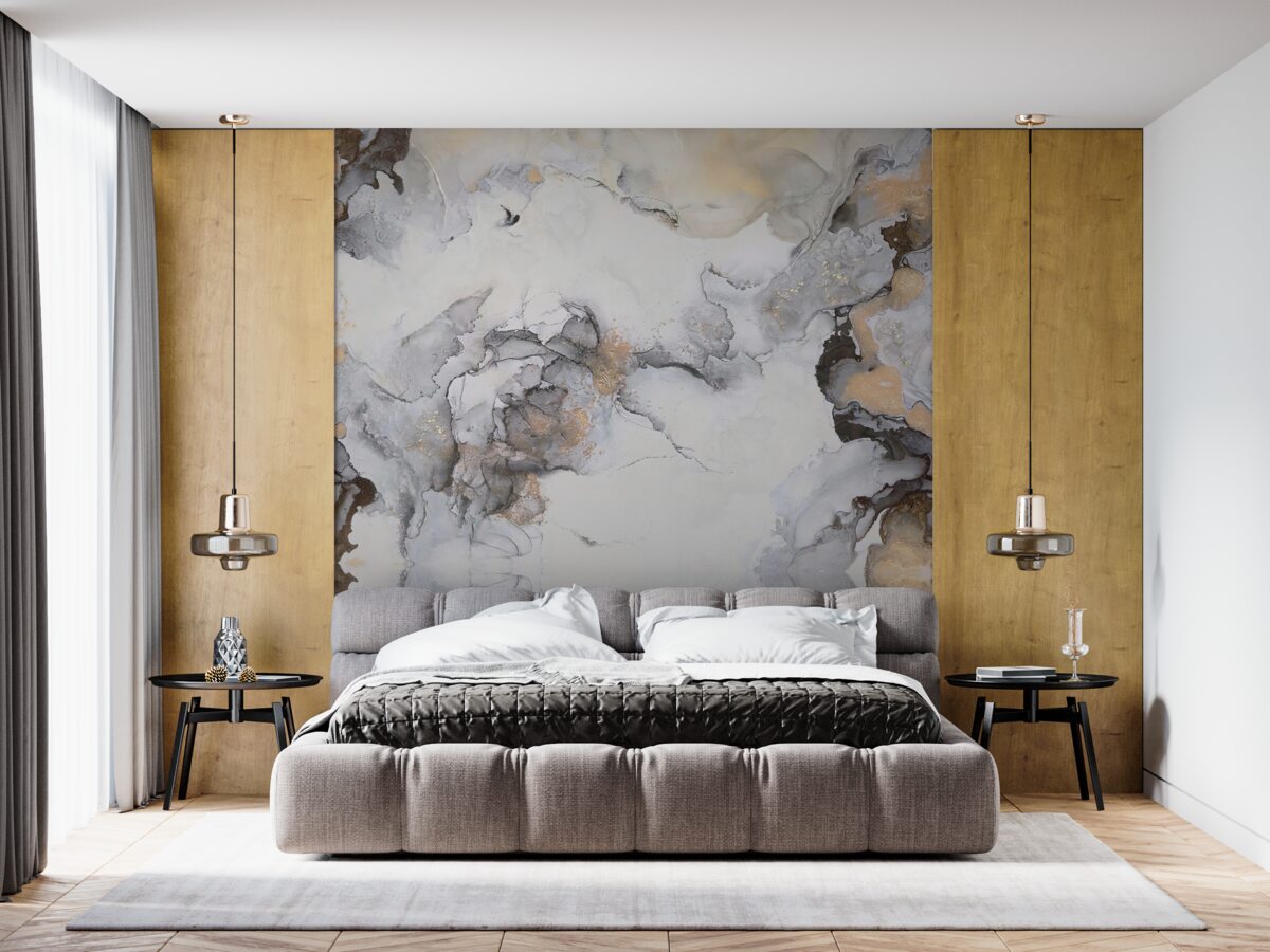 Fototapeta abstrakcia v odtieňoch bielej, šedej a zlatej