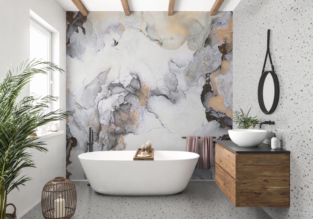 Fototapeta abstrakcia v odtieňoch bielej, šedej a zlatej