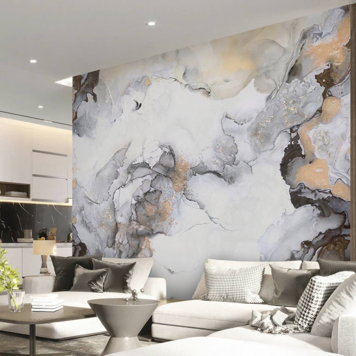 Fototapeta abstrakcia v odtieňoch bielej, šedej a zlatej