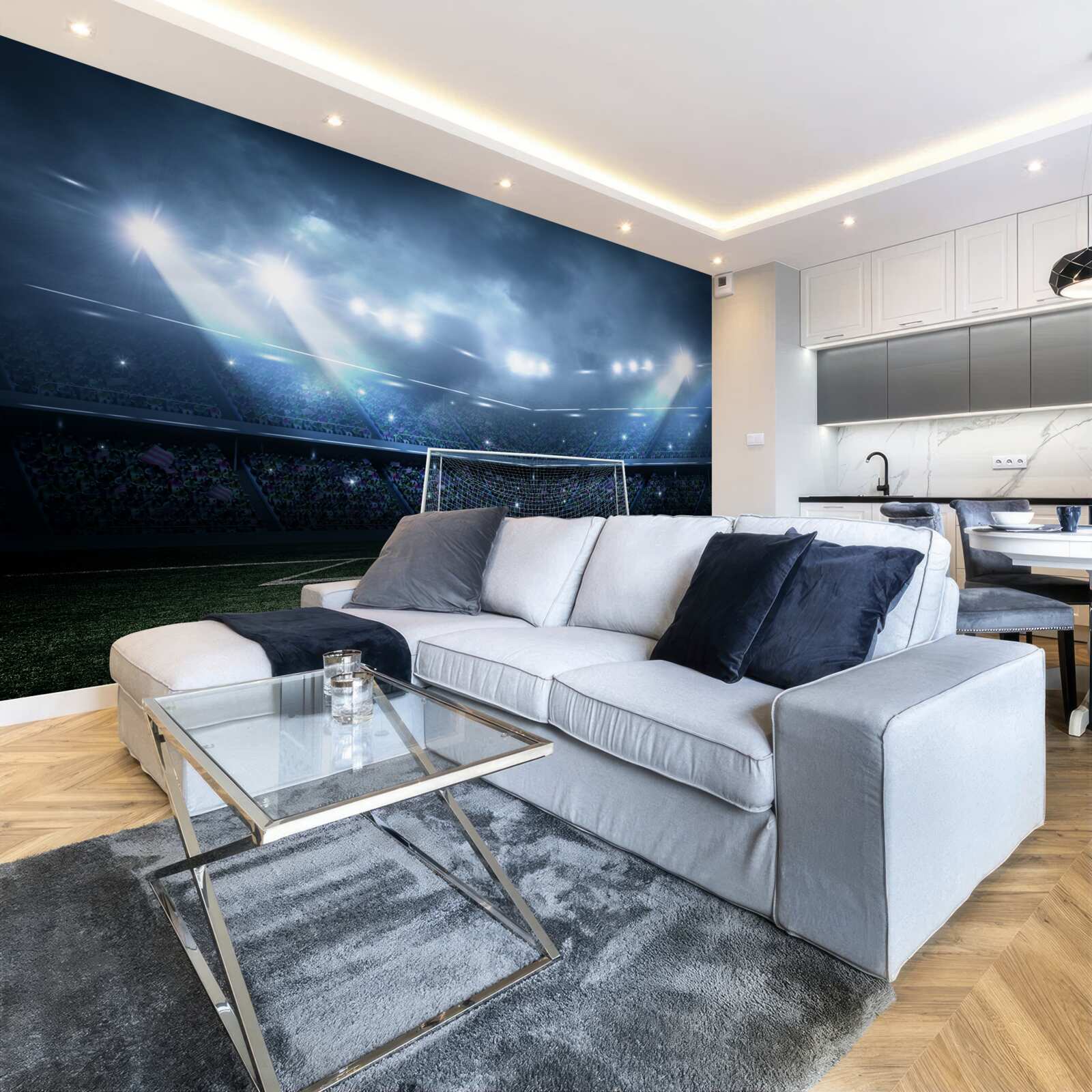 Fototapeta futbalové ihrisko osvetlené reflektormi