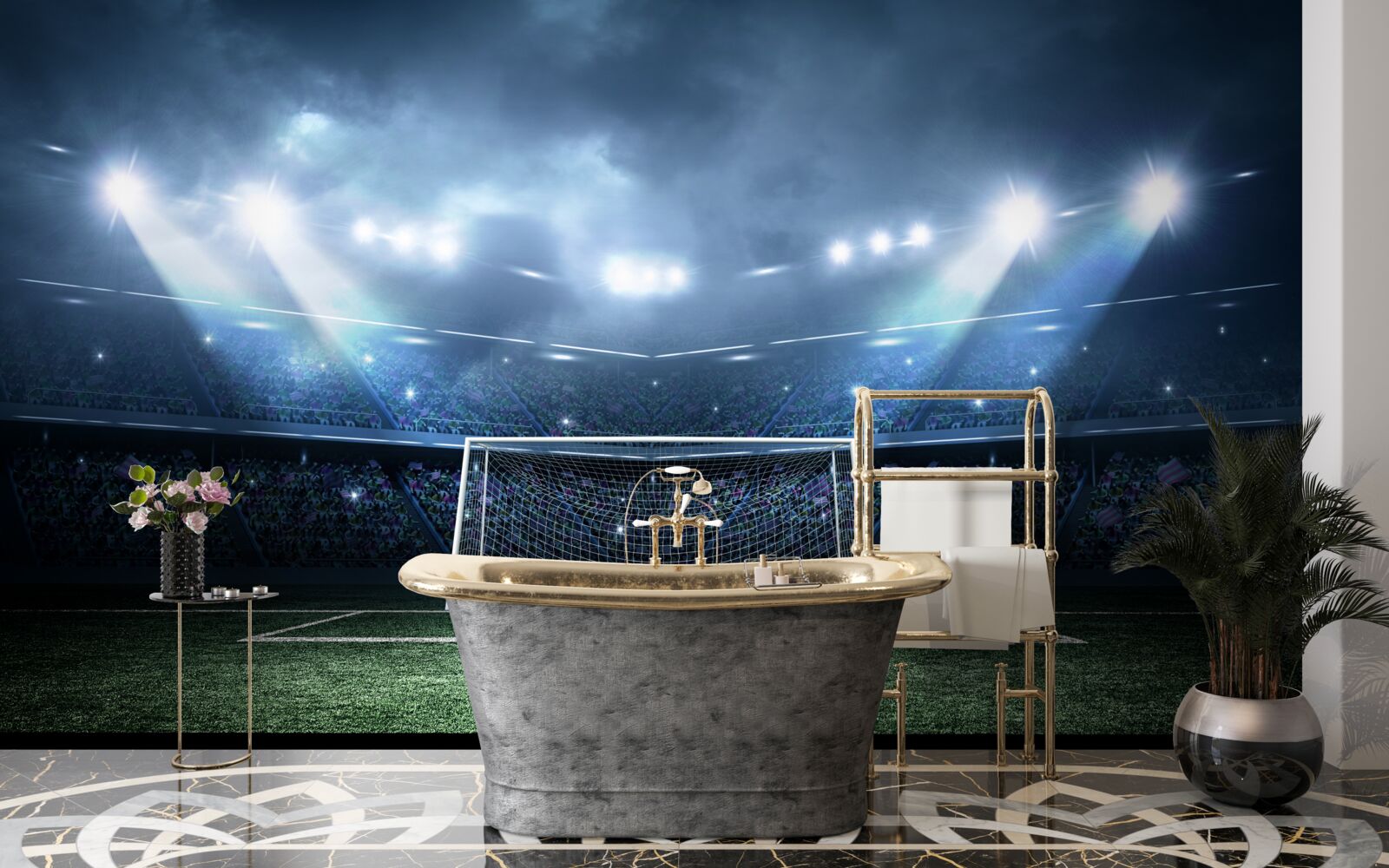 Fototapeta futbalové ihrisko osvetlené reflektormi